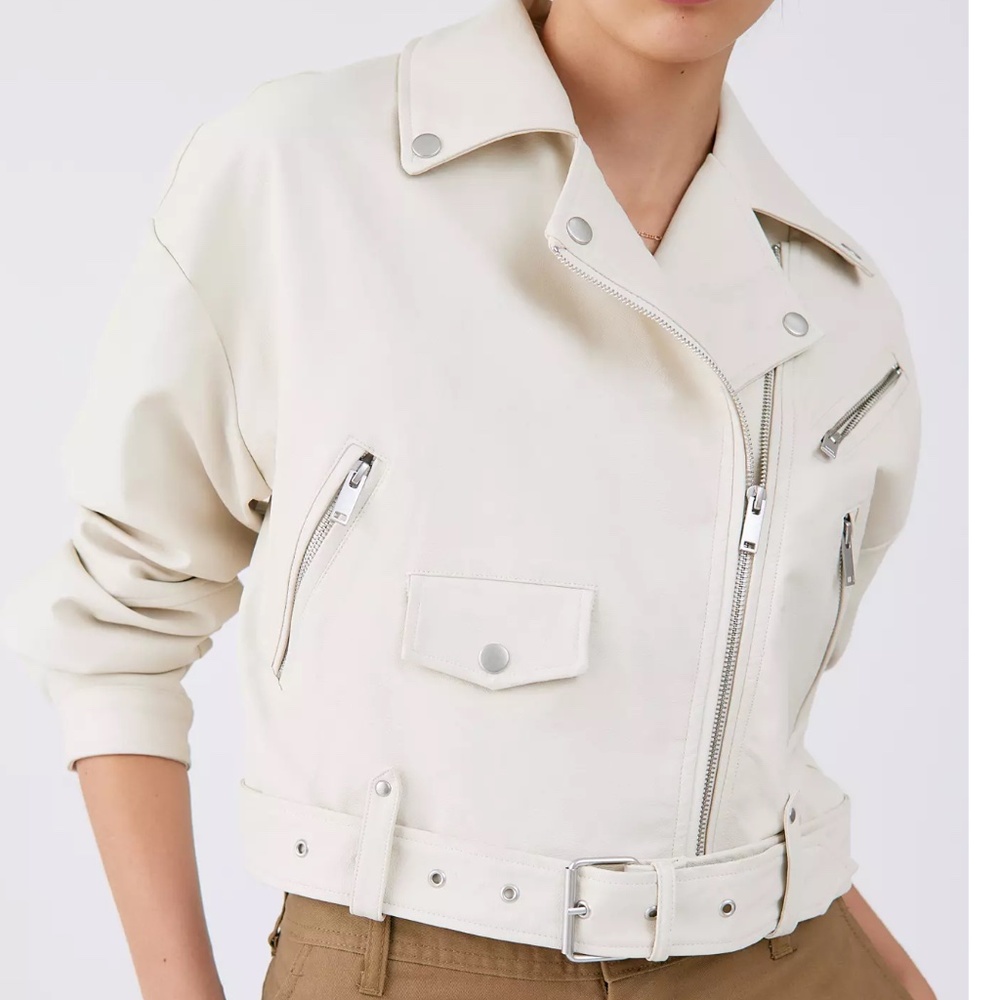 Urban Outfitters Women’s Moto Jacket in Sand sz xs NWT